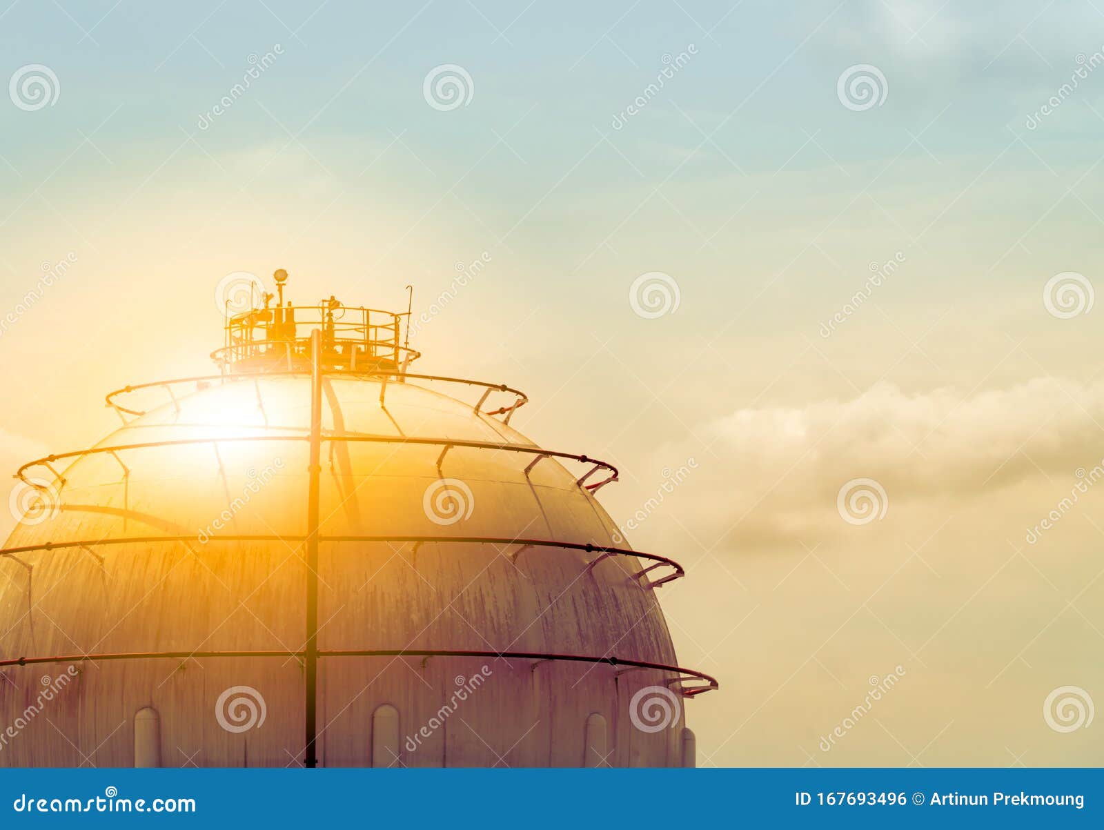 industrial gas storage tank. lng or liquefied natural gas storage tank. spherical gas tank in petroleum refinery. above-ground