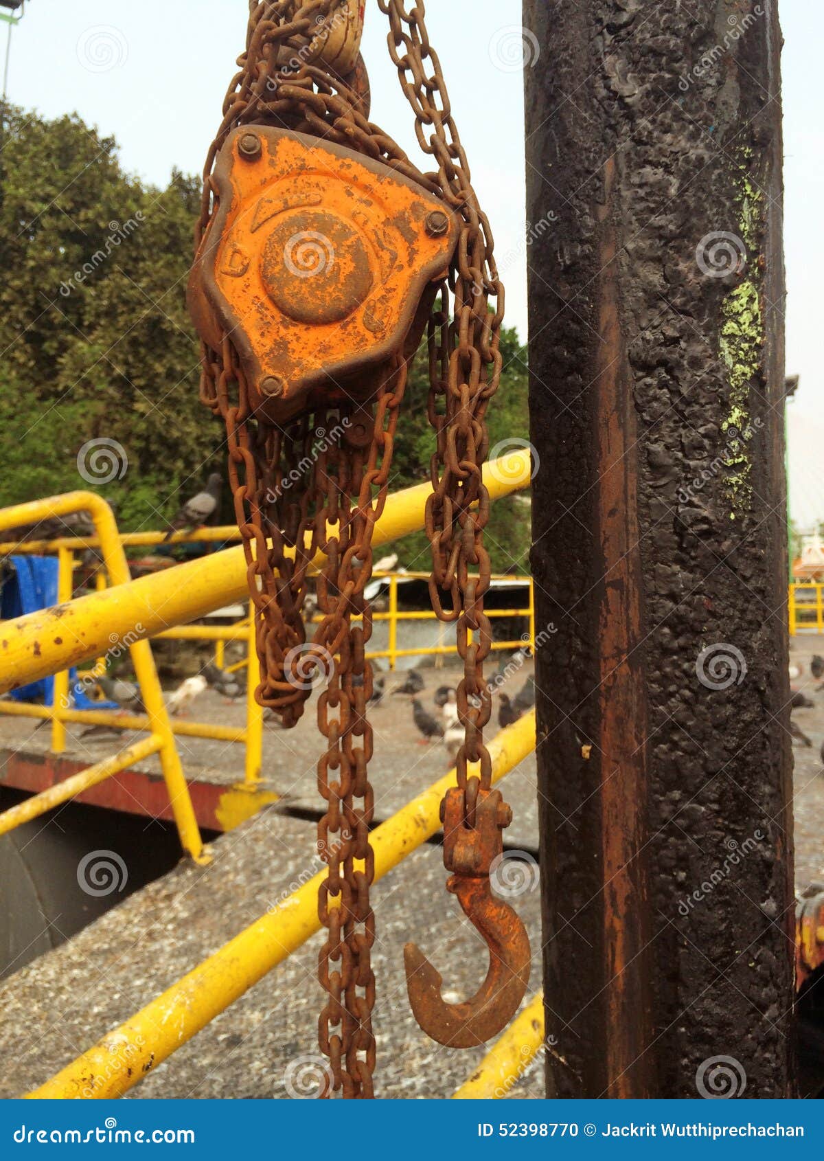 Industrial Hook Hanging on Reel Chain Stock Photo Image of dock