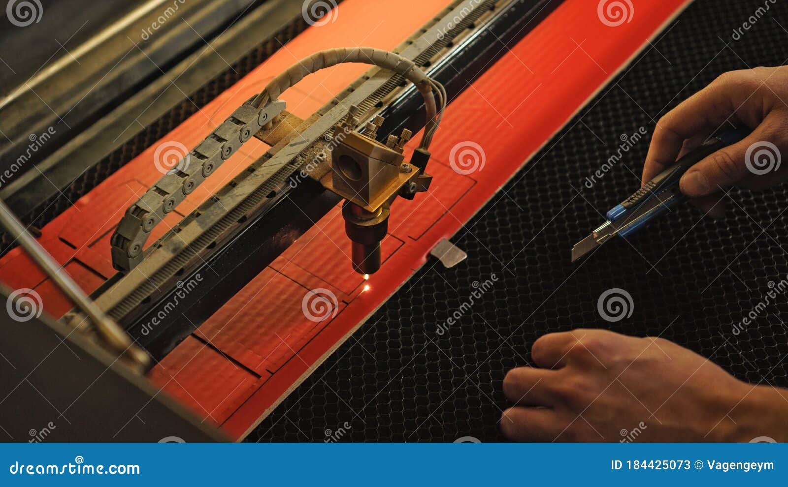 Industrial Laser Engraving on a Paperboard Stock Image Image of