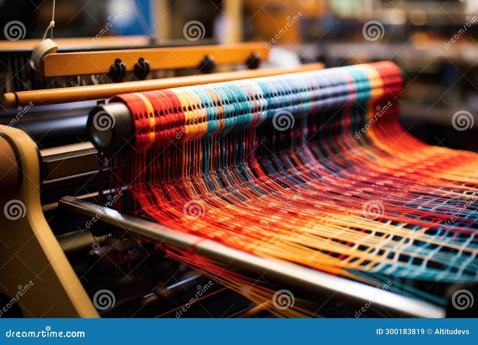 Industrial Loom Weaving a Patterned Fabric Stock Image Image of