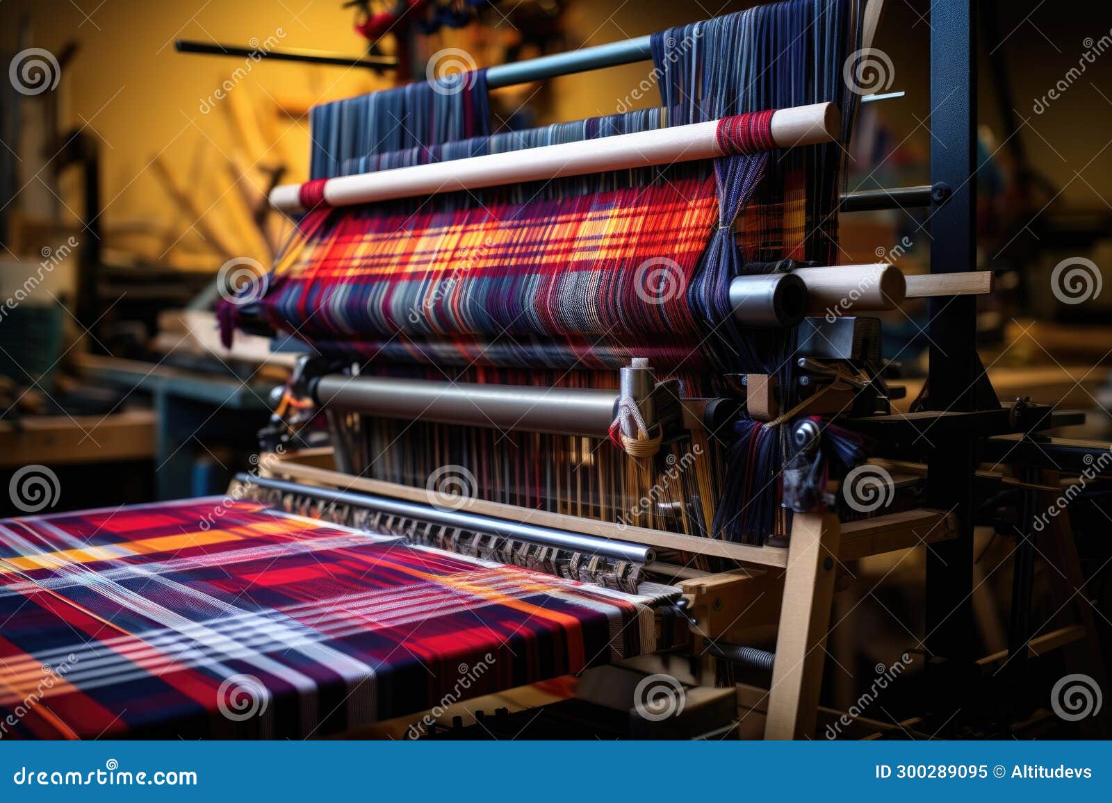 Industrial Loom Weaving a Patterned Fabric Stock Image Image of