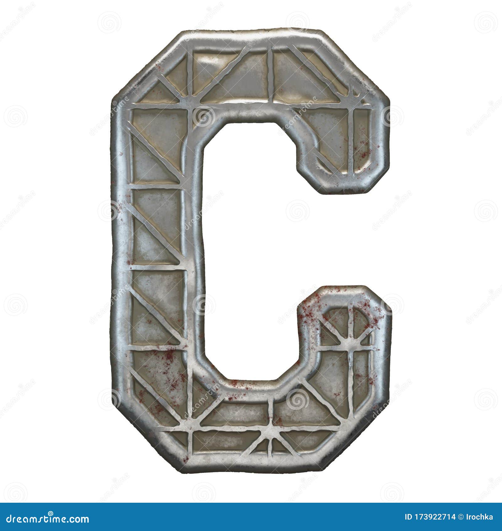 Industrial Metal Alphabet Letter C on White Background 3d Stock ...