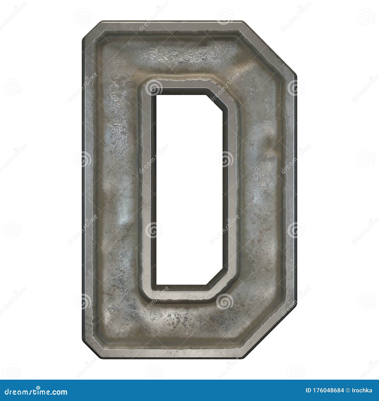 Industrial Metal Alphabet Letter D on White Background 3d Stock