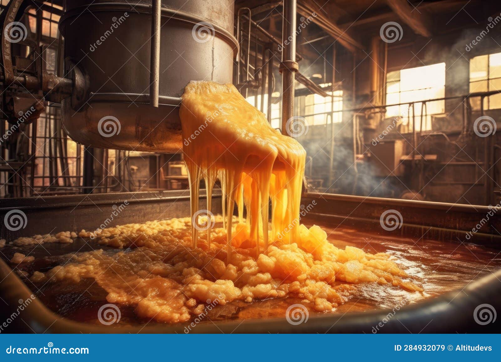 Industrial Mixer Stirring a Batch of Taffy in Factory Stock Image