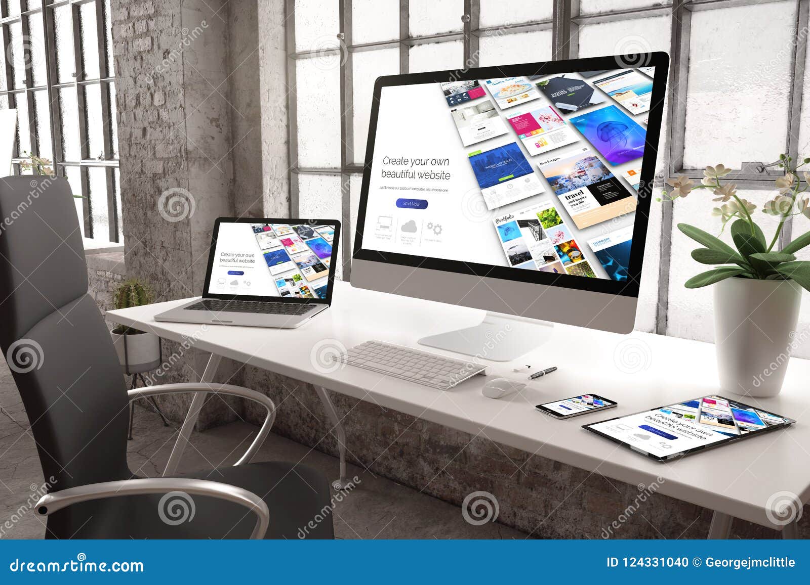 Download Industrial Office Mockup Responsive Website Builder Stock ...