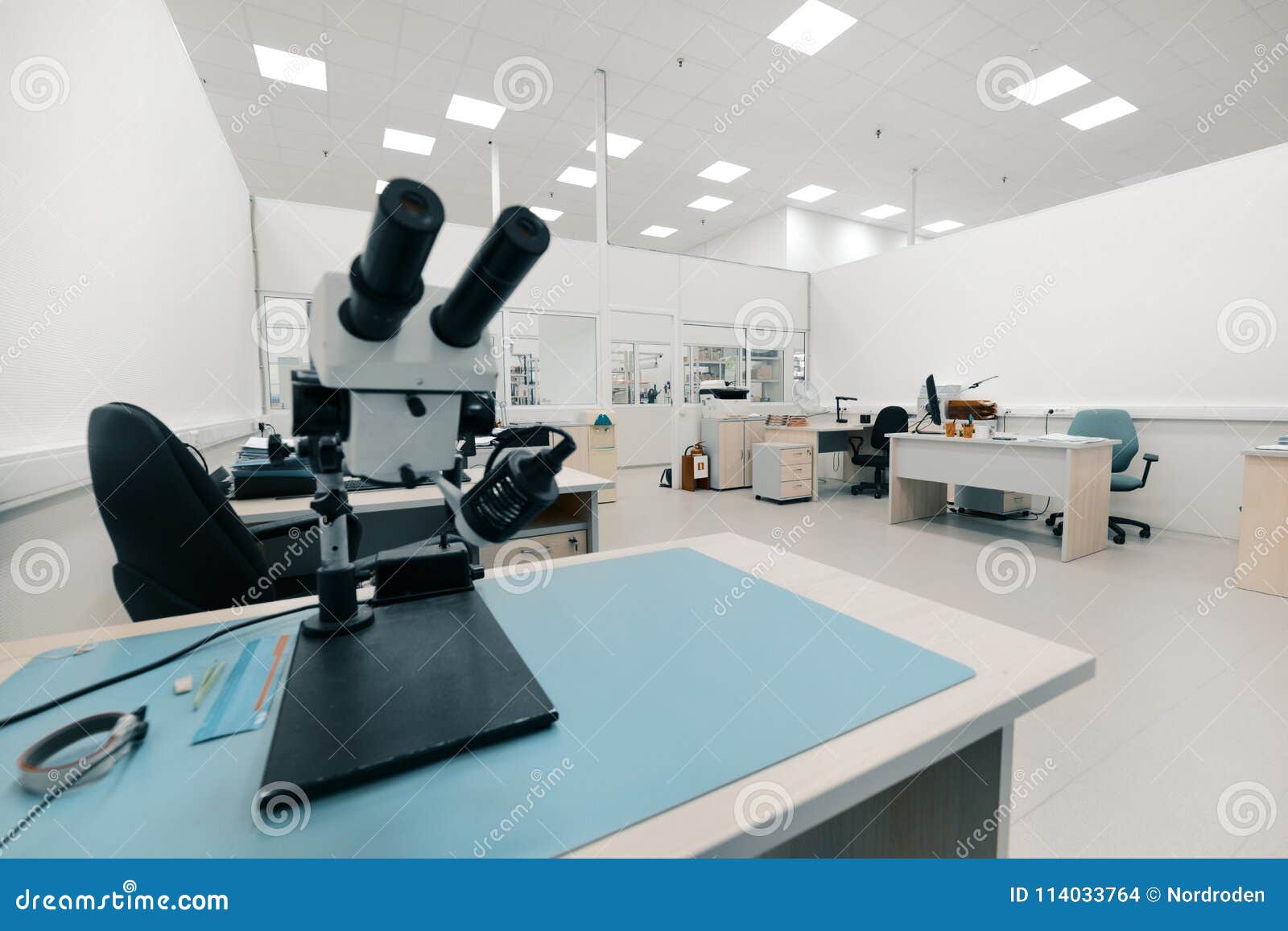 Industrial Optical Microscope. Workplace for Quality Control of