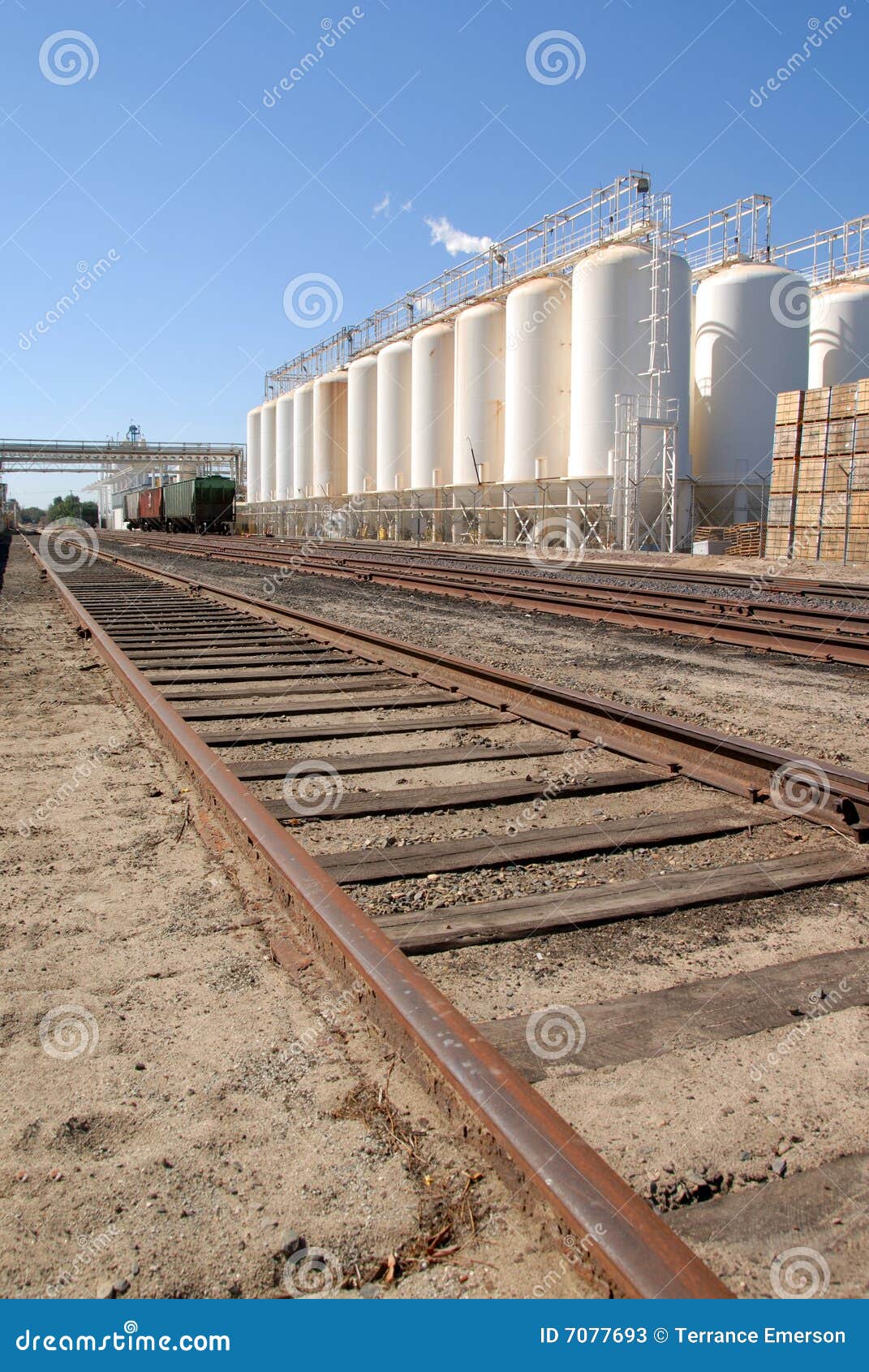 Industrial Plant and Railroad Tracks Stock Image - Image of point