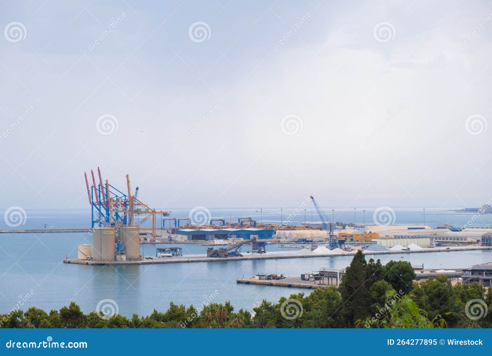 Industrial port of Malaga stock image. Image of spain 264277895