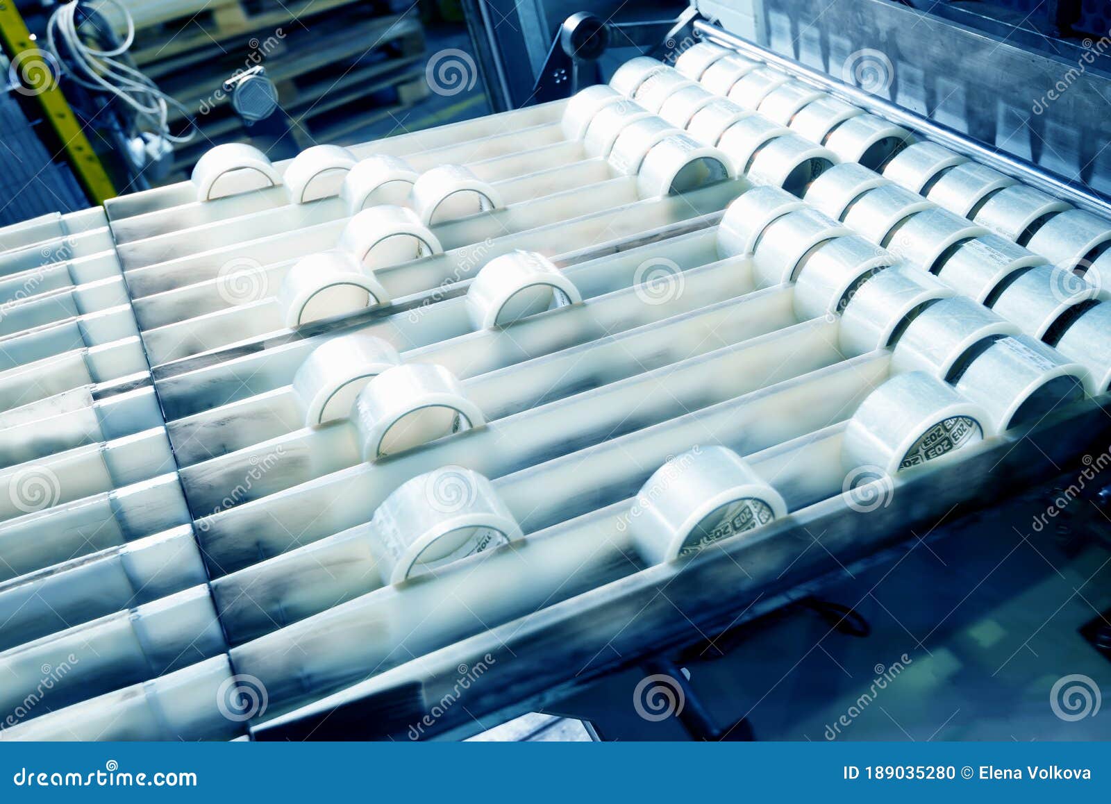 Production Of Duct Tape.Packing Tape Manufacturing. Strapping Machine For Industrail Packaging