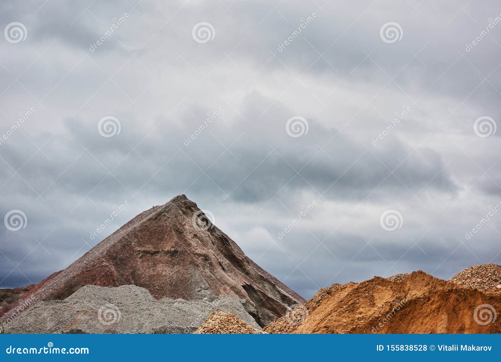 Industrial Quarry with Mountains of Sand and Rubble Stock Photo Image