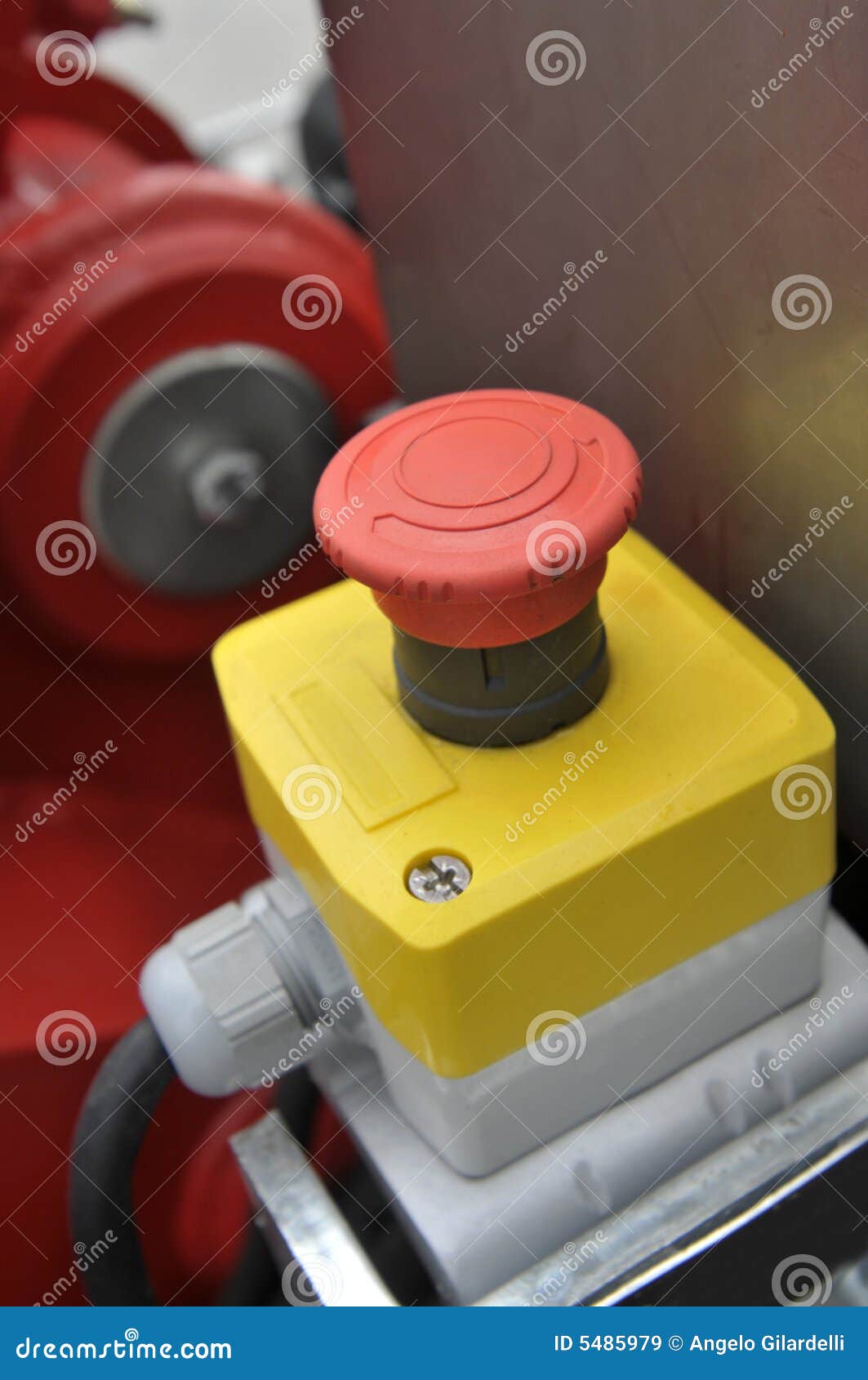 Industrial red button stock image. Image of stop, work - 5485979