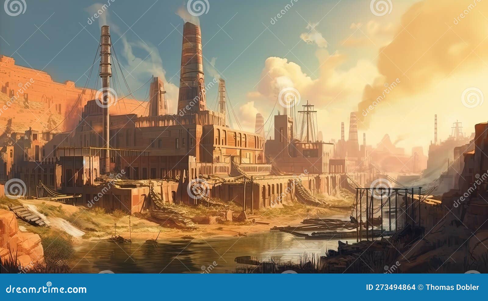 Industrial Revolution Period in Egypt Artwork Stock Illustration