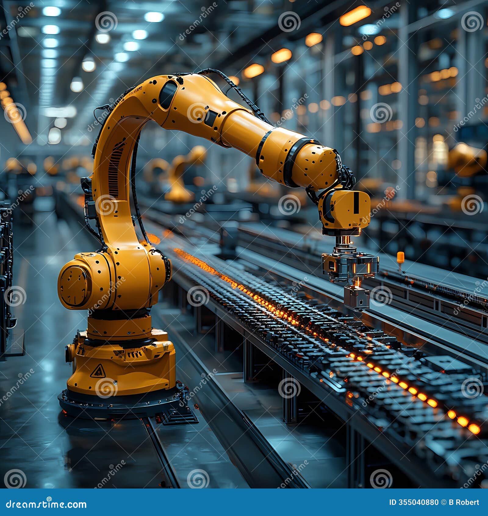 industrial robotic arm assembly line