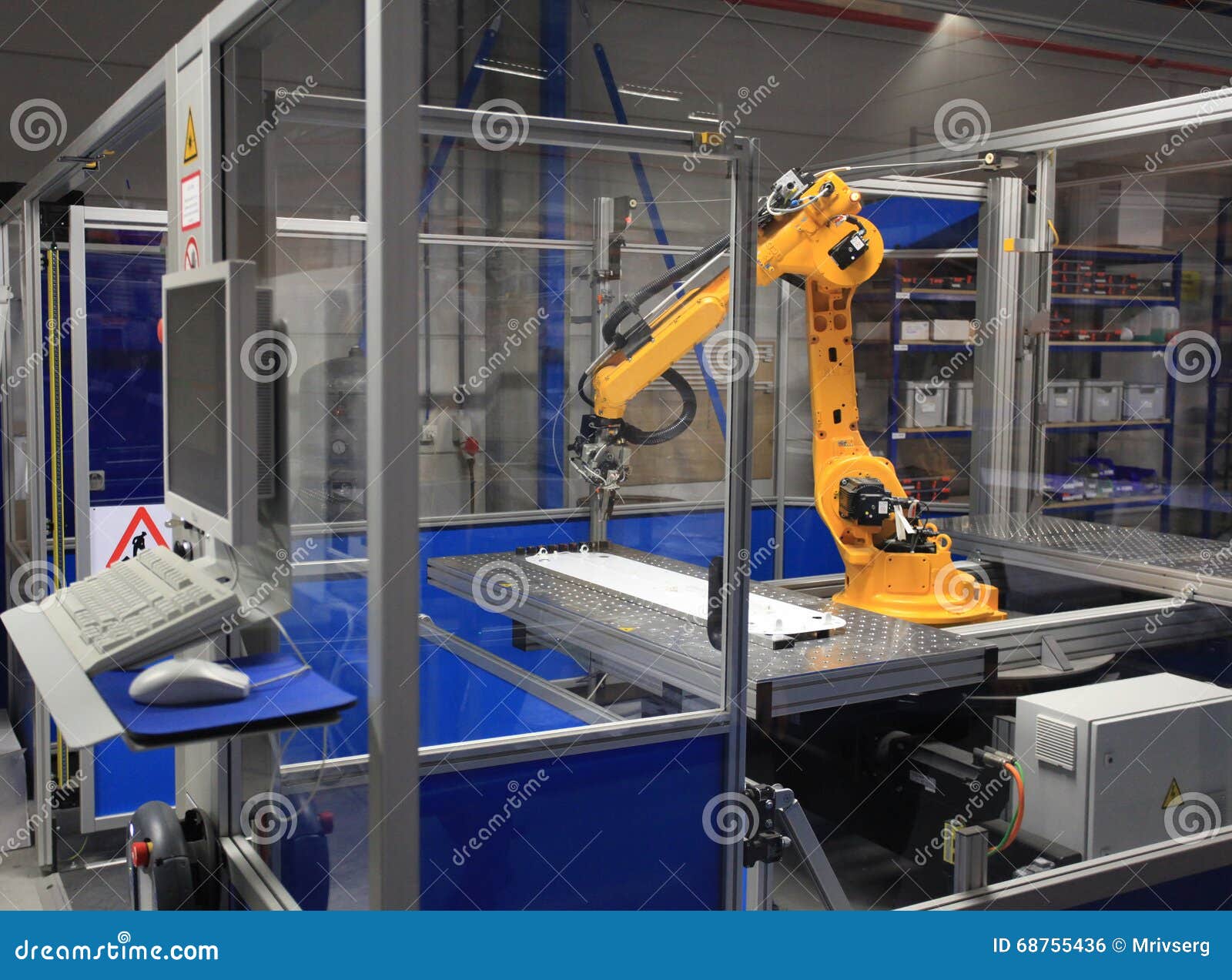 Industrial Robotic Arm in a Factory Stock Photo Image of yellow