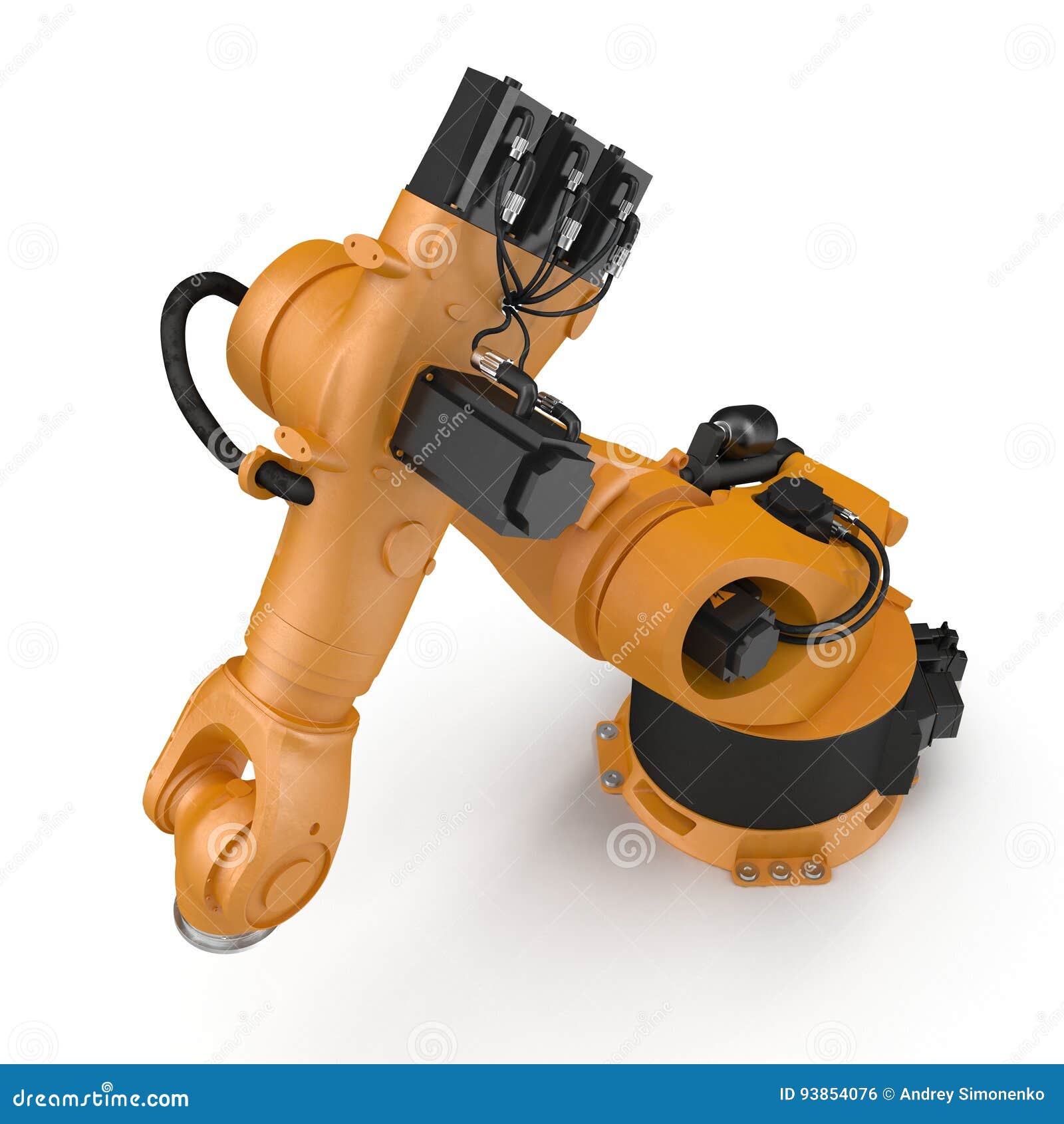 Industrial Robotic Arm Isolated On White. 3D Illustration ...