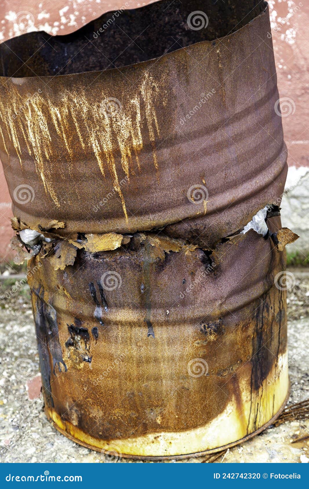 rusty metal barrel
