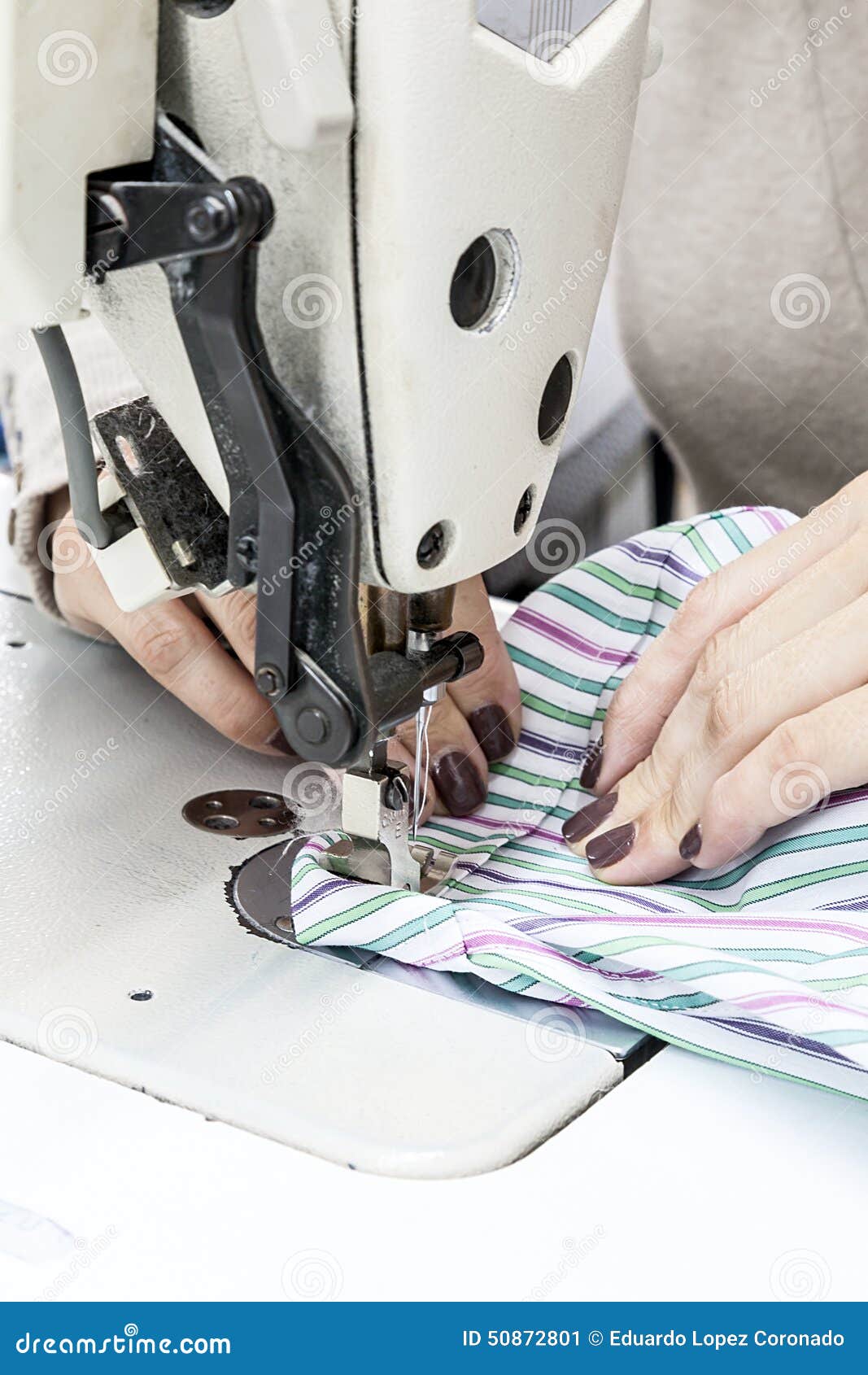 Industrial Sewing Machines with Sewing Machine Operator Stock Image