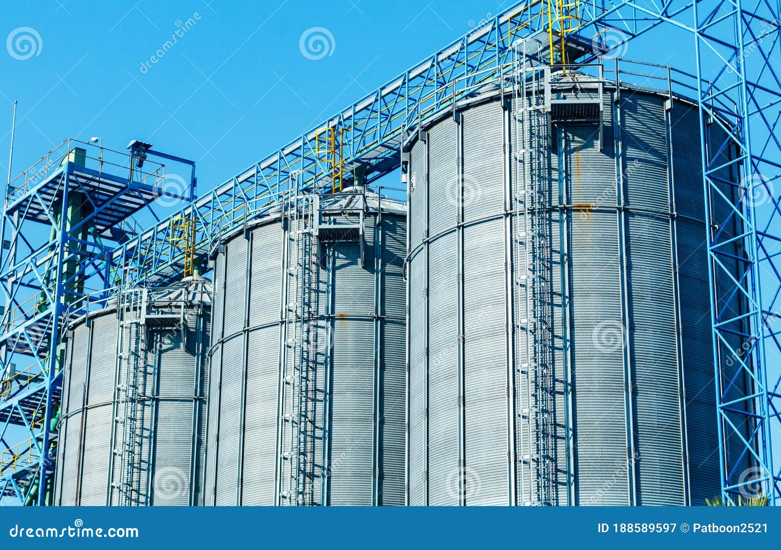 Industrial Silos for Food Production, by Stainless Steel Stock Image ...