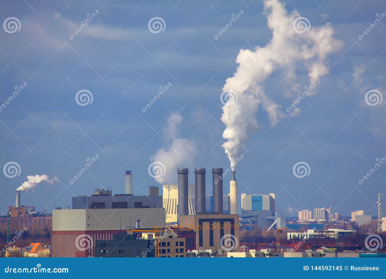 Industrial smoke in Berlin stock image. Image of city - 144592145