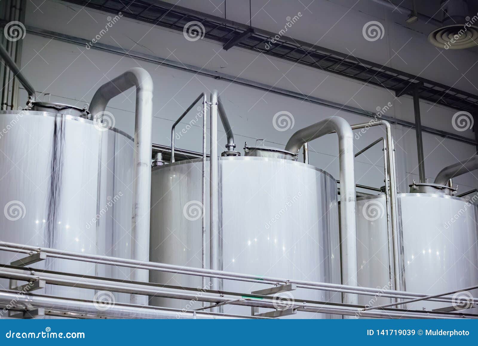 Industrial Stainless Steel Fermentation Vats in Modern Brewery Stock Image Image of industry