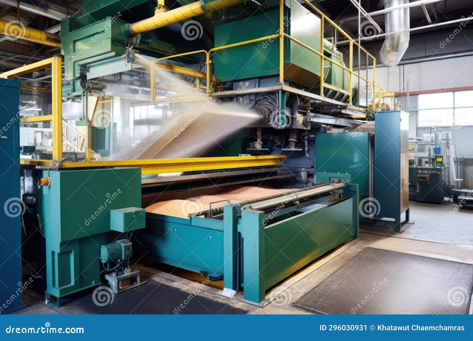 Industrial Textile Process, Wool Carding Machine in Action Stock Image