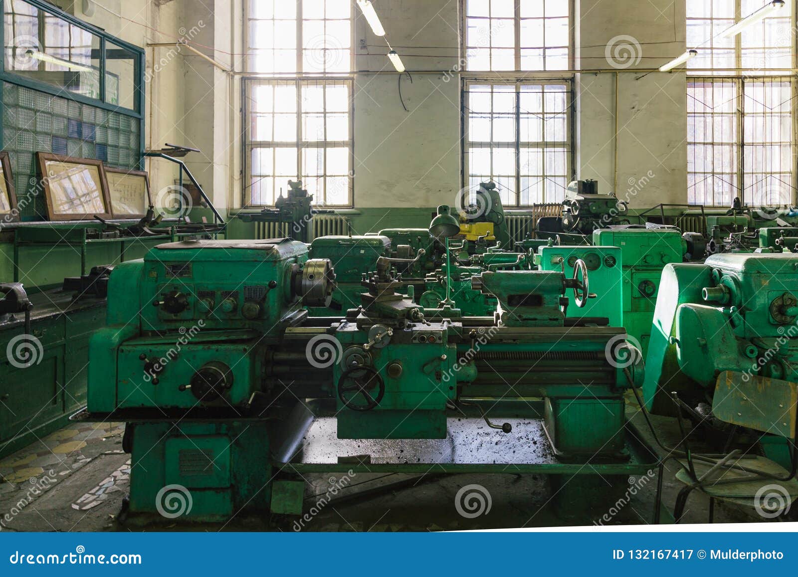 Industrial Turning and Drilling Machine Tools in Old Workshop Stock ...