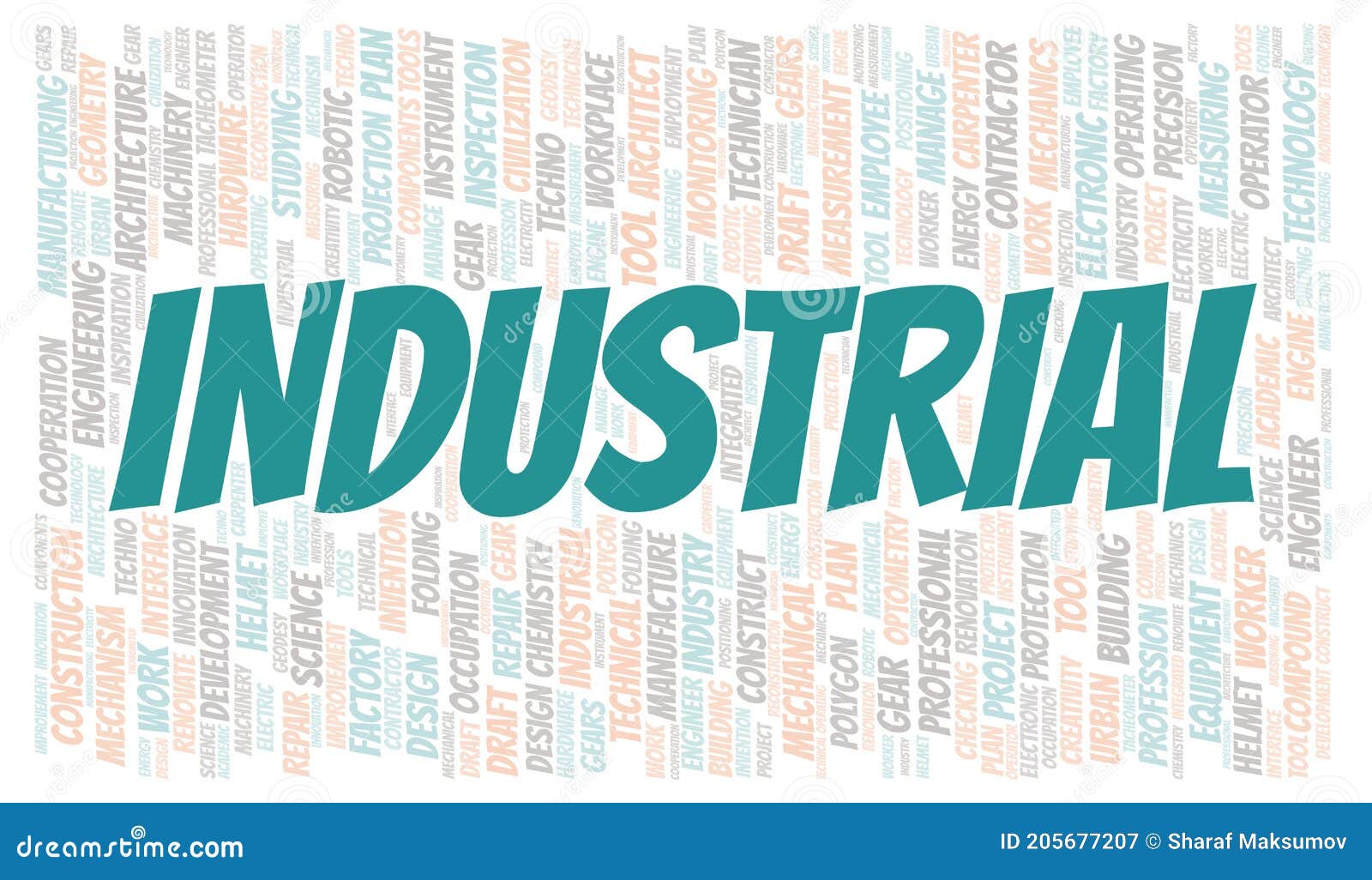 Industrial Typography Word Cloud Create with the Text only Stock Illustration Illustration of