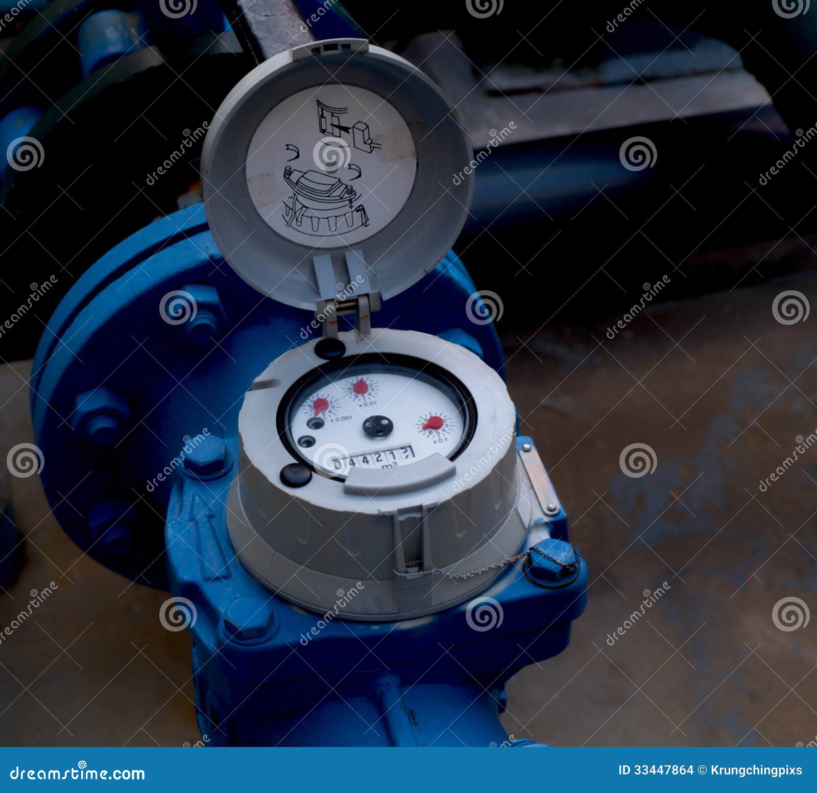 Industrial water meter stock photo. Image of cube, consumption 33447864