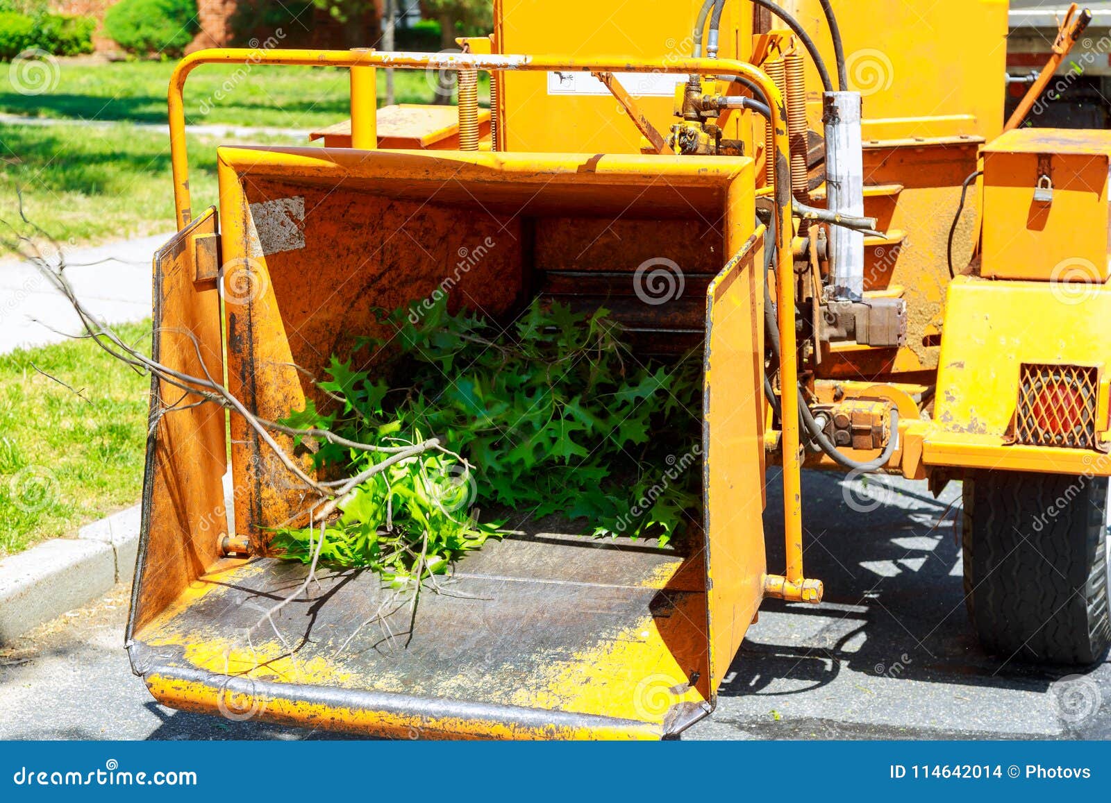 An Industrial Wood Chipper at Work Stock Photo Image of grinding
