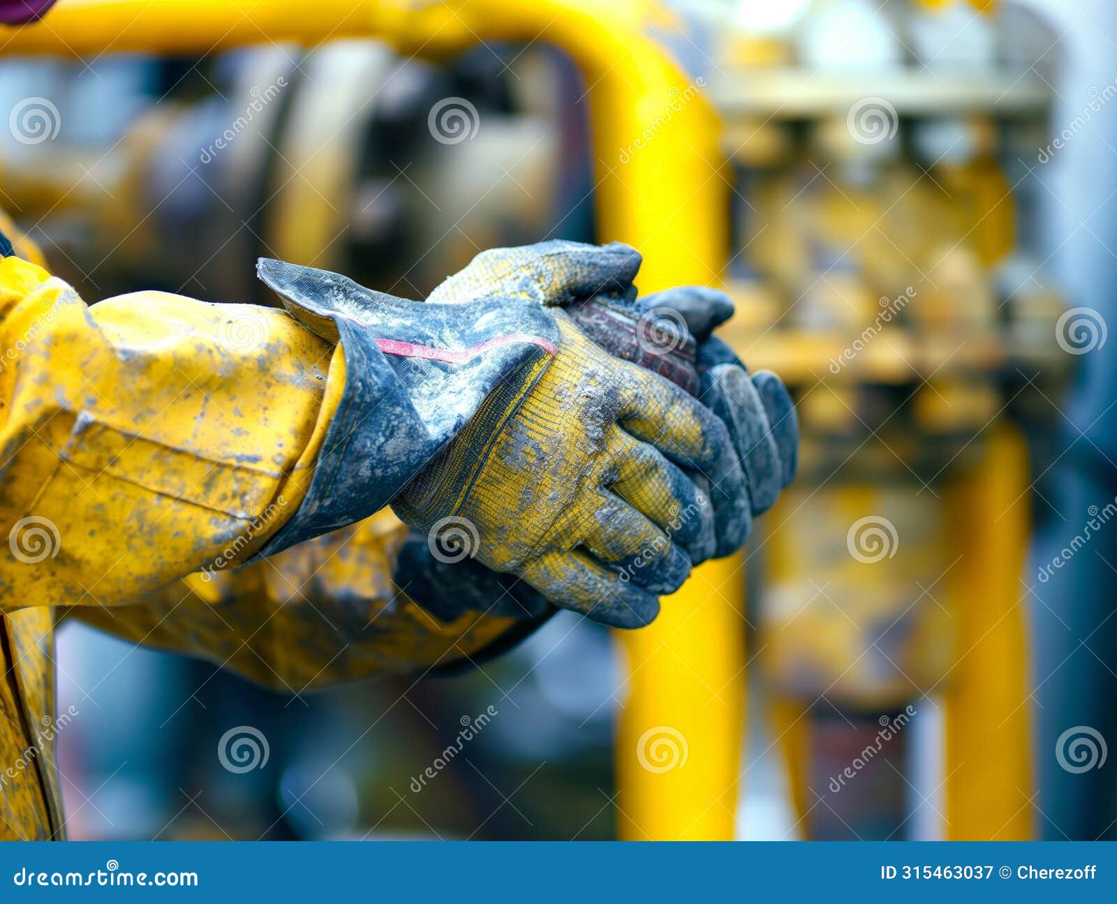 industrial worker gripping machinery