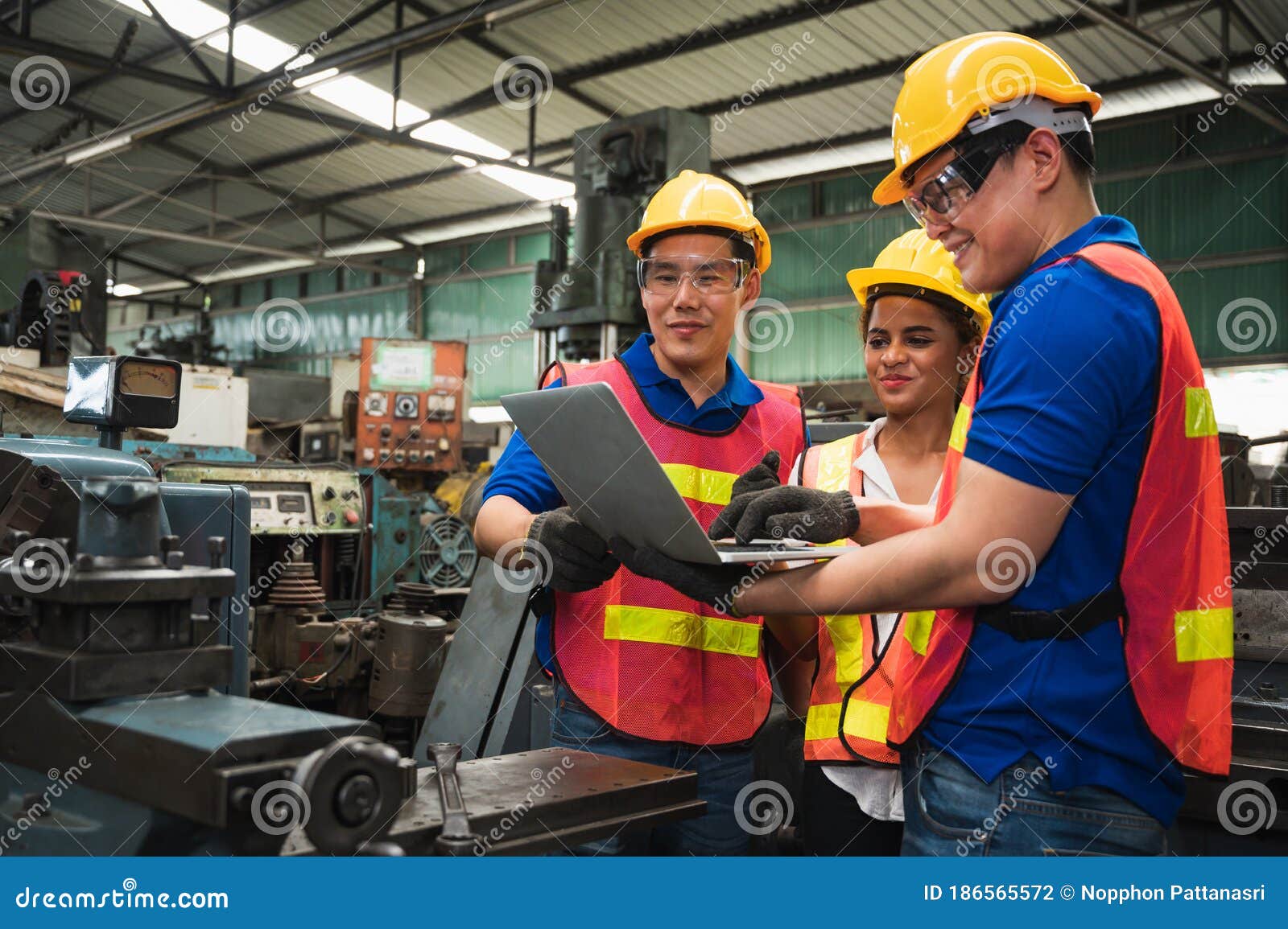 The Industrial Worker Team is Working on Various Projects in a Large