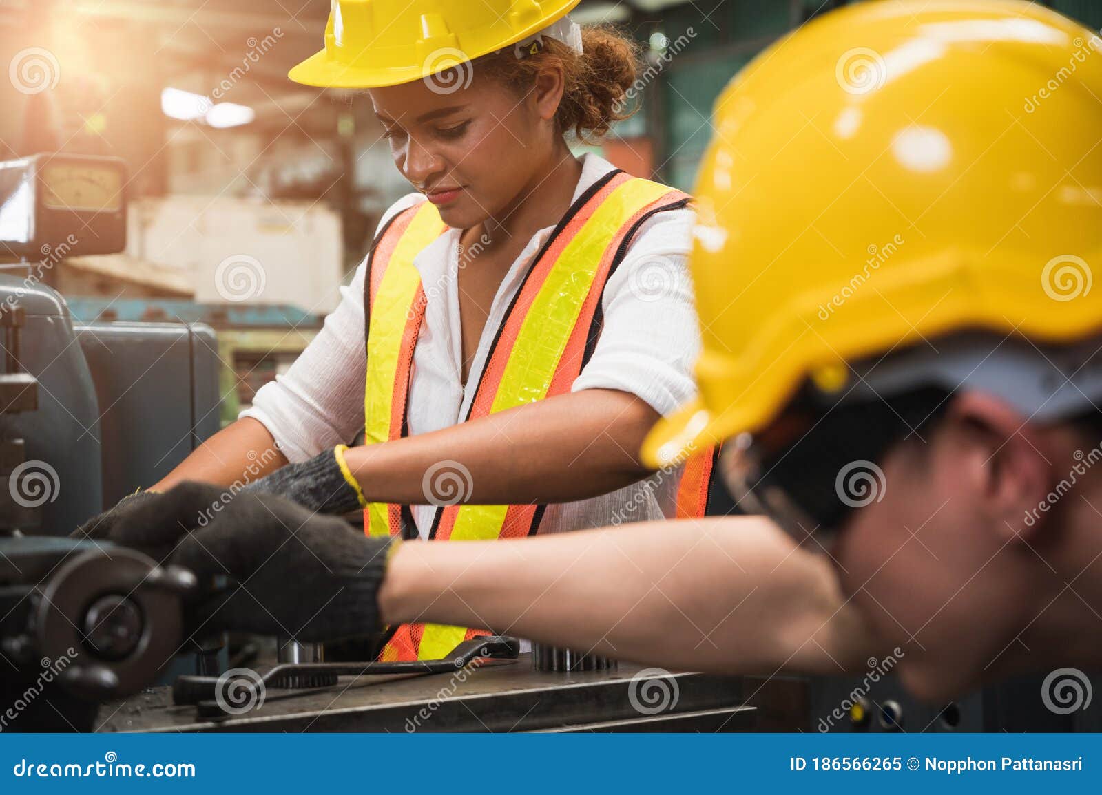 The Industrial Worker Team is Working on Various Projects in a Large