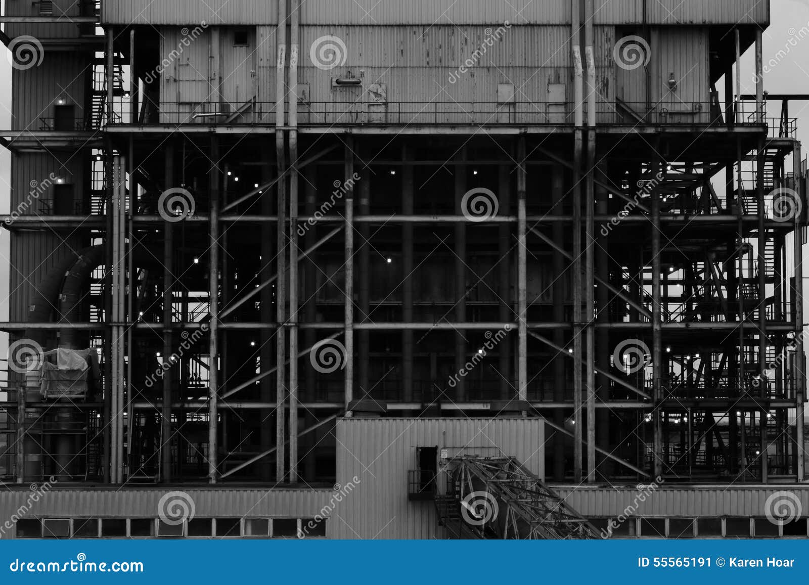 industrial worksite in black and white