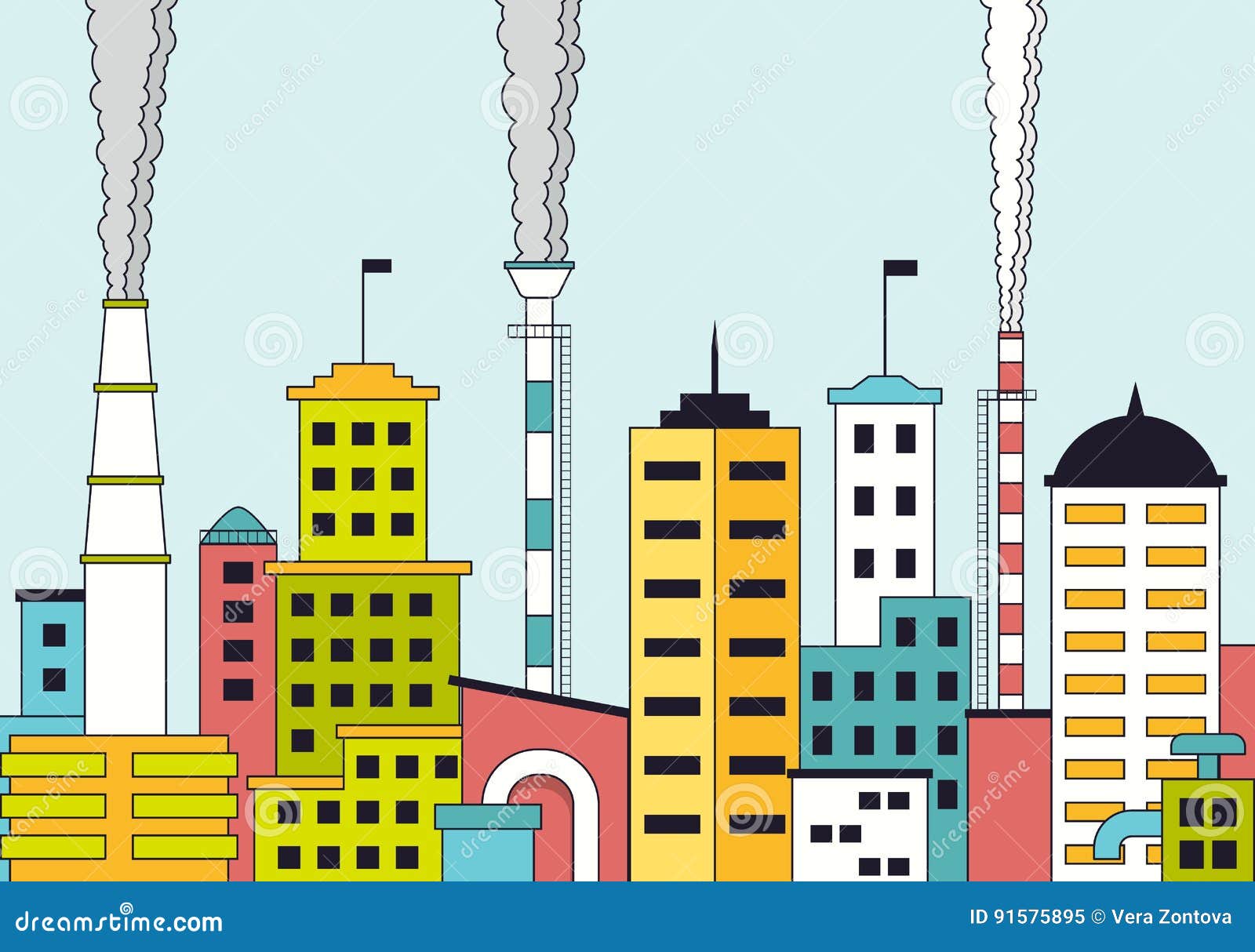 Industrielandschaft Mit Fabriken Und Kaminen Vektor Abbildung ...