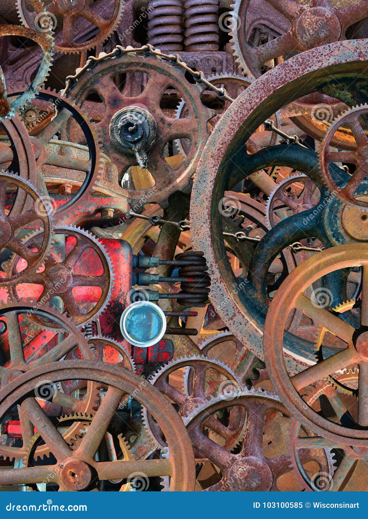 Industrieller Mechanischer Tapeten-Hintergrund Steampunk Stockbild
