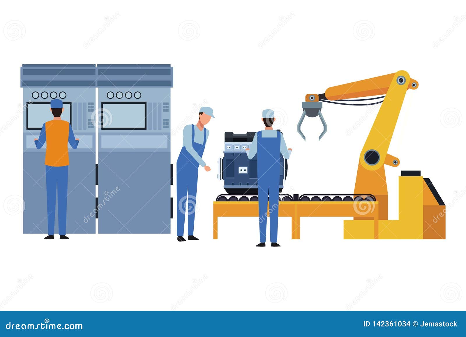 Industry Car Manufacturing Cartoon Stock Vector - Illustration of  connection, machine: 142361034
