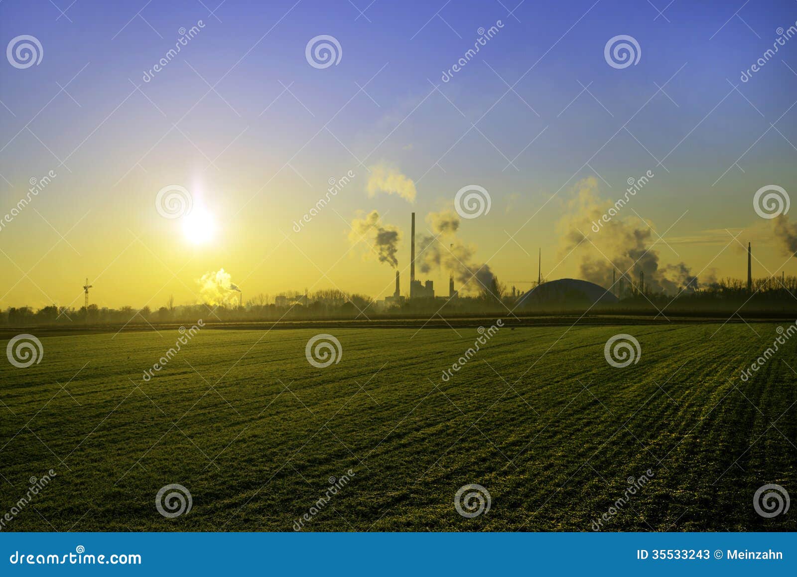 Industry Landscape in Sunrise Stock Image Image of energy, foggy