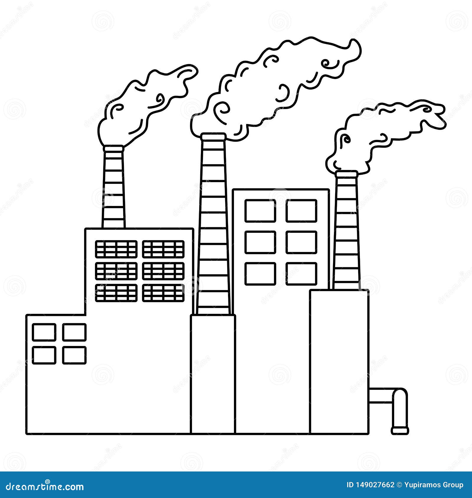 Industry with Windows and Chimneys Design Stock Vector - Illustration ...