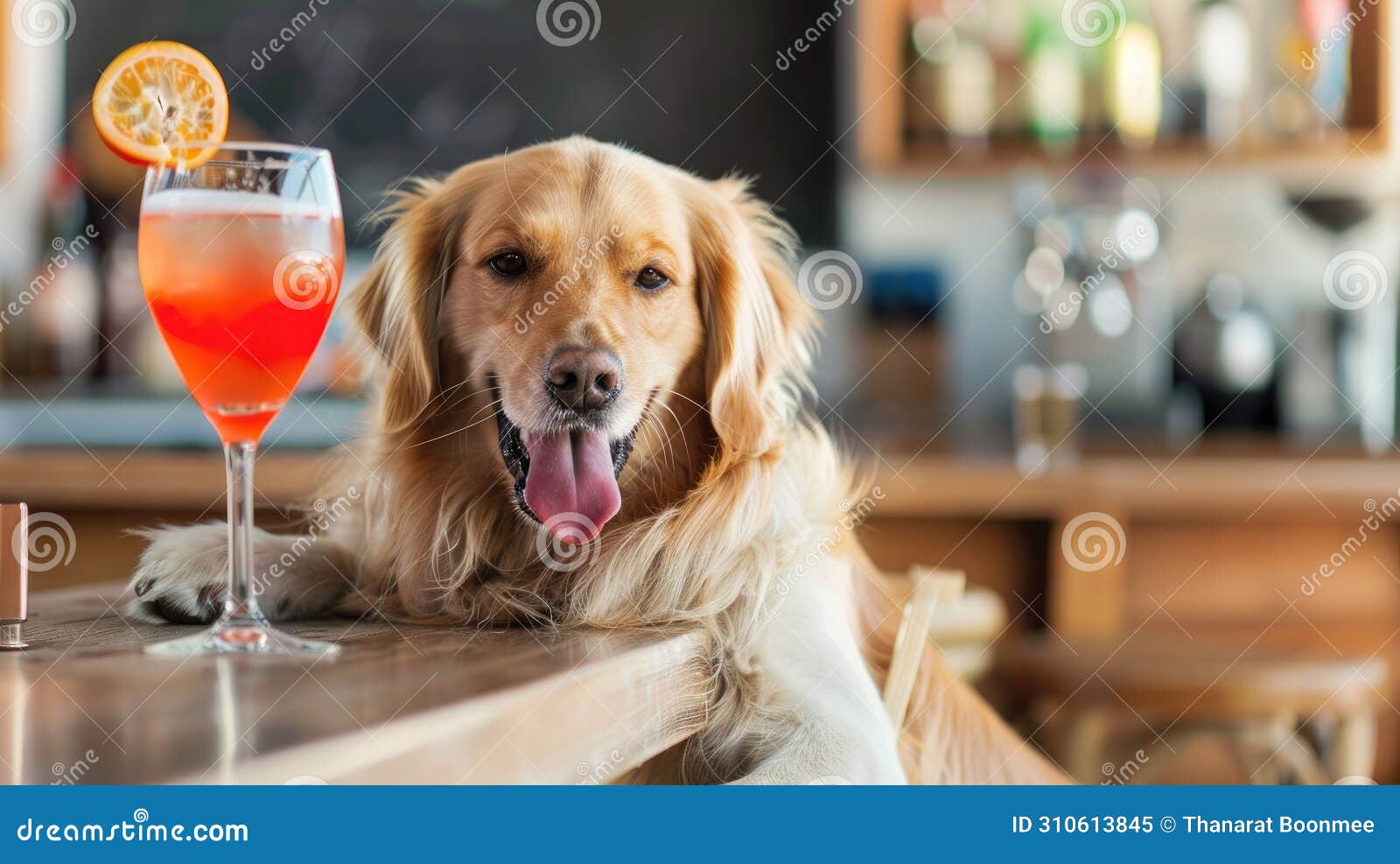 inebriated dog enjoys cocktail, ai generated