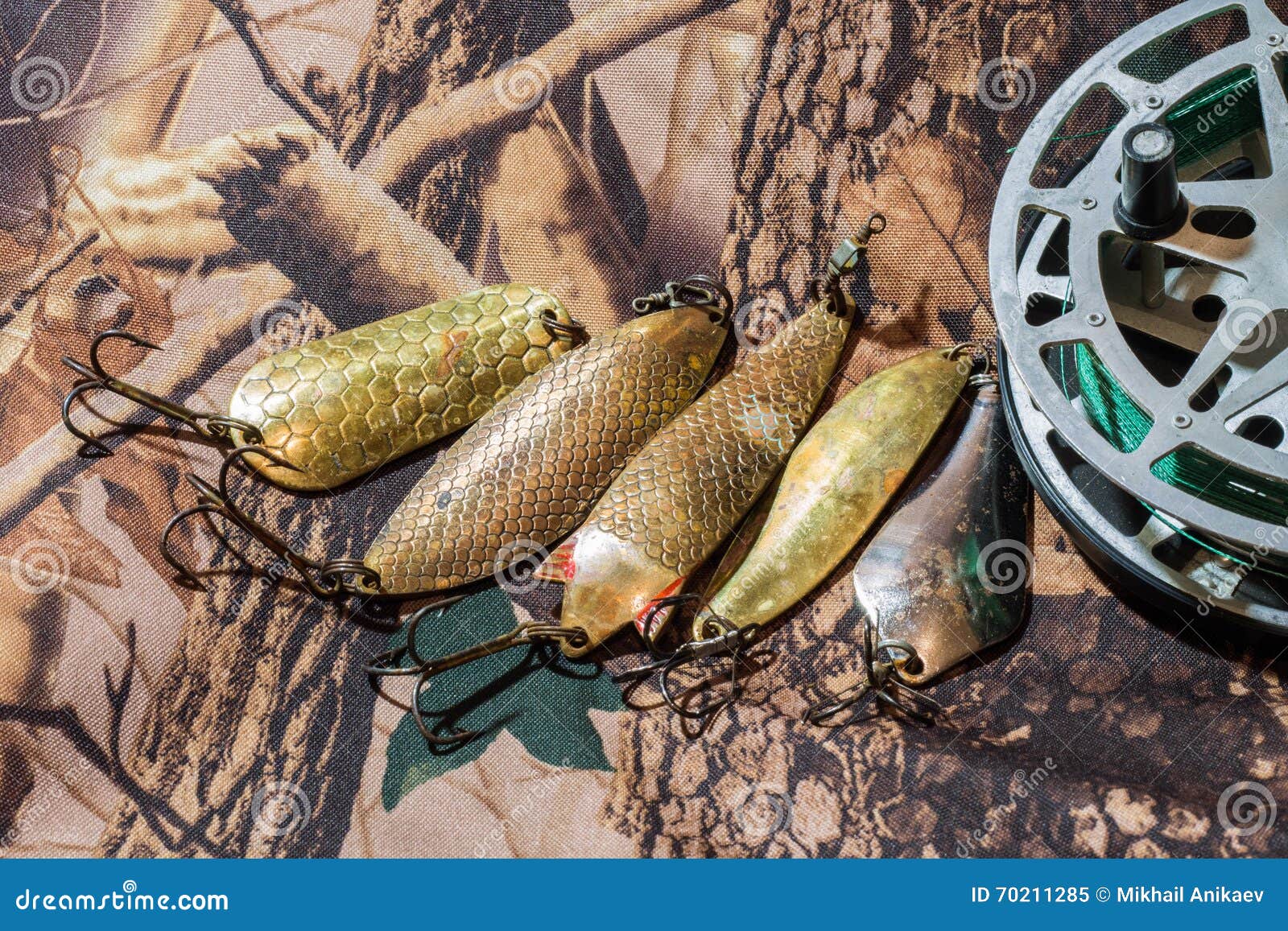 Inertia Fishing Reel with Oscillating Old USSR Lures Stock Image - Image of  fishing, lure: 70211285