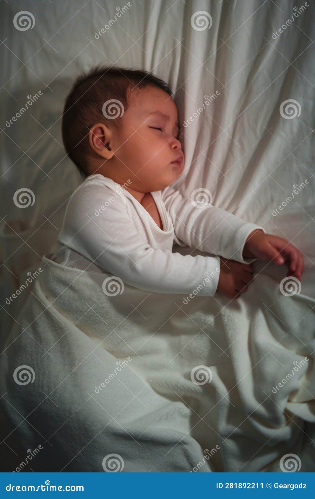 Infant Baby Sleeping on Bed at Night Stock Image Image of japanese