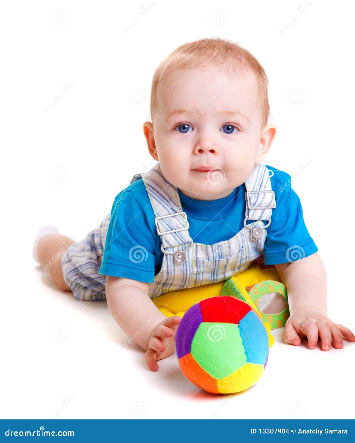 Infant with ball stock photo. Image of nice, isolated 13307904