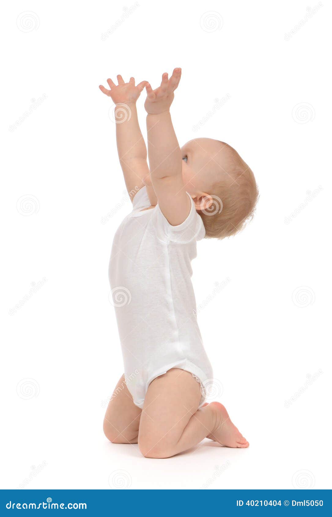 Infant Child Baby Toddler Sitting Raise Hands Up Stock ...