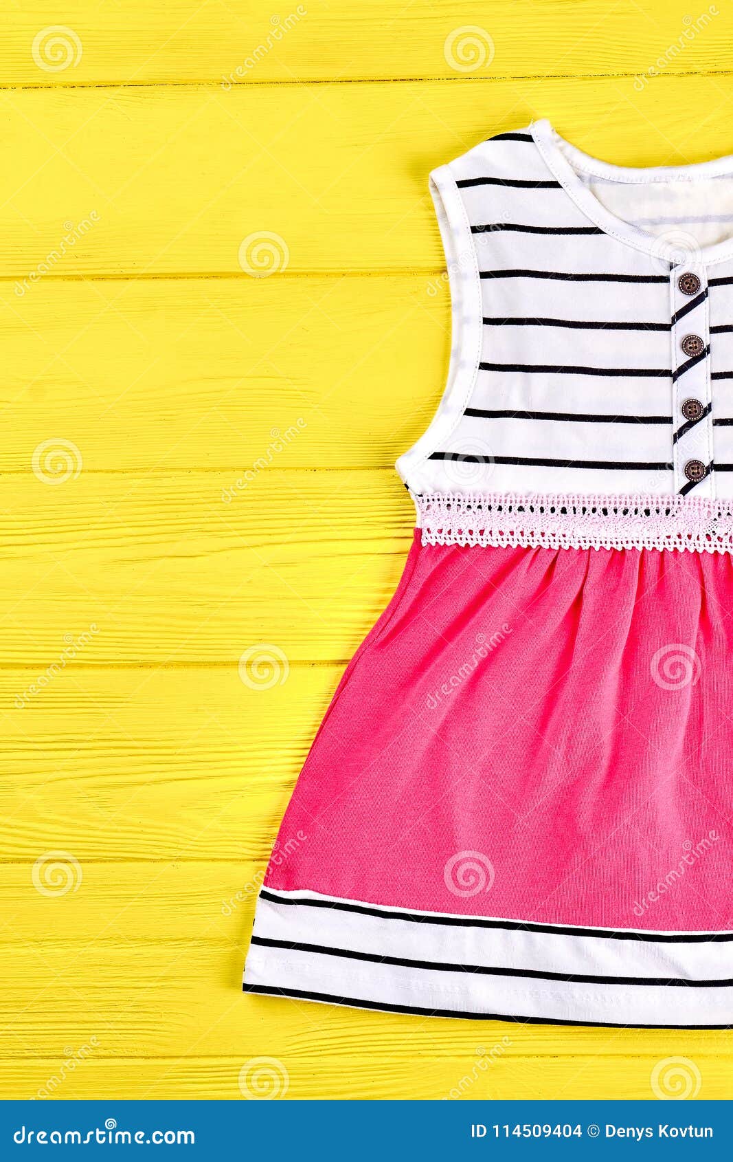 Infant Girl Striped and Pink Dress. Stock Photo - Image of beautiful ...