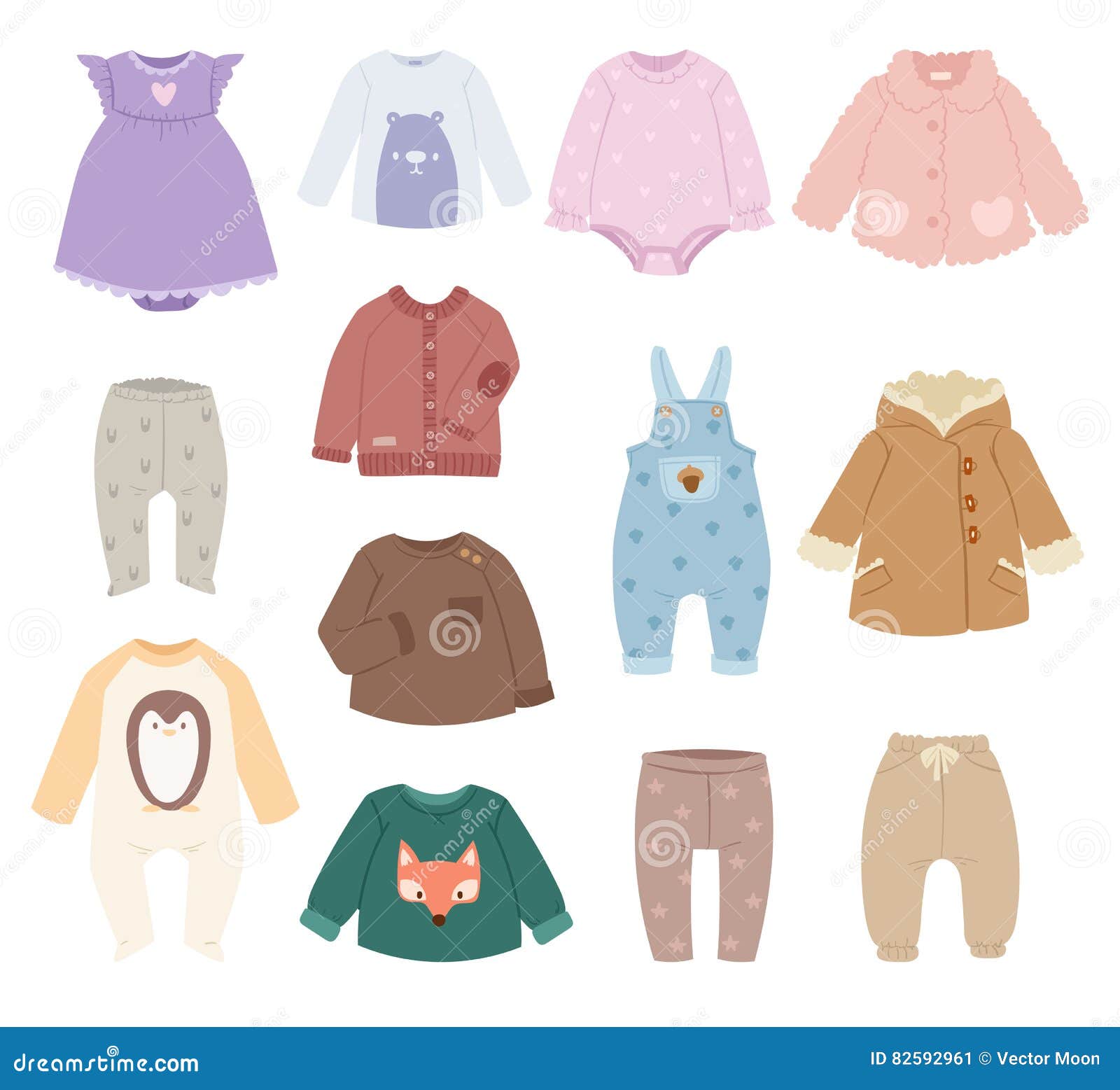 Infants Baby Child Clothes Vector. Stock Vector - Illustration of child ...