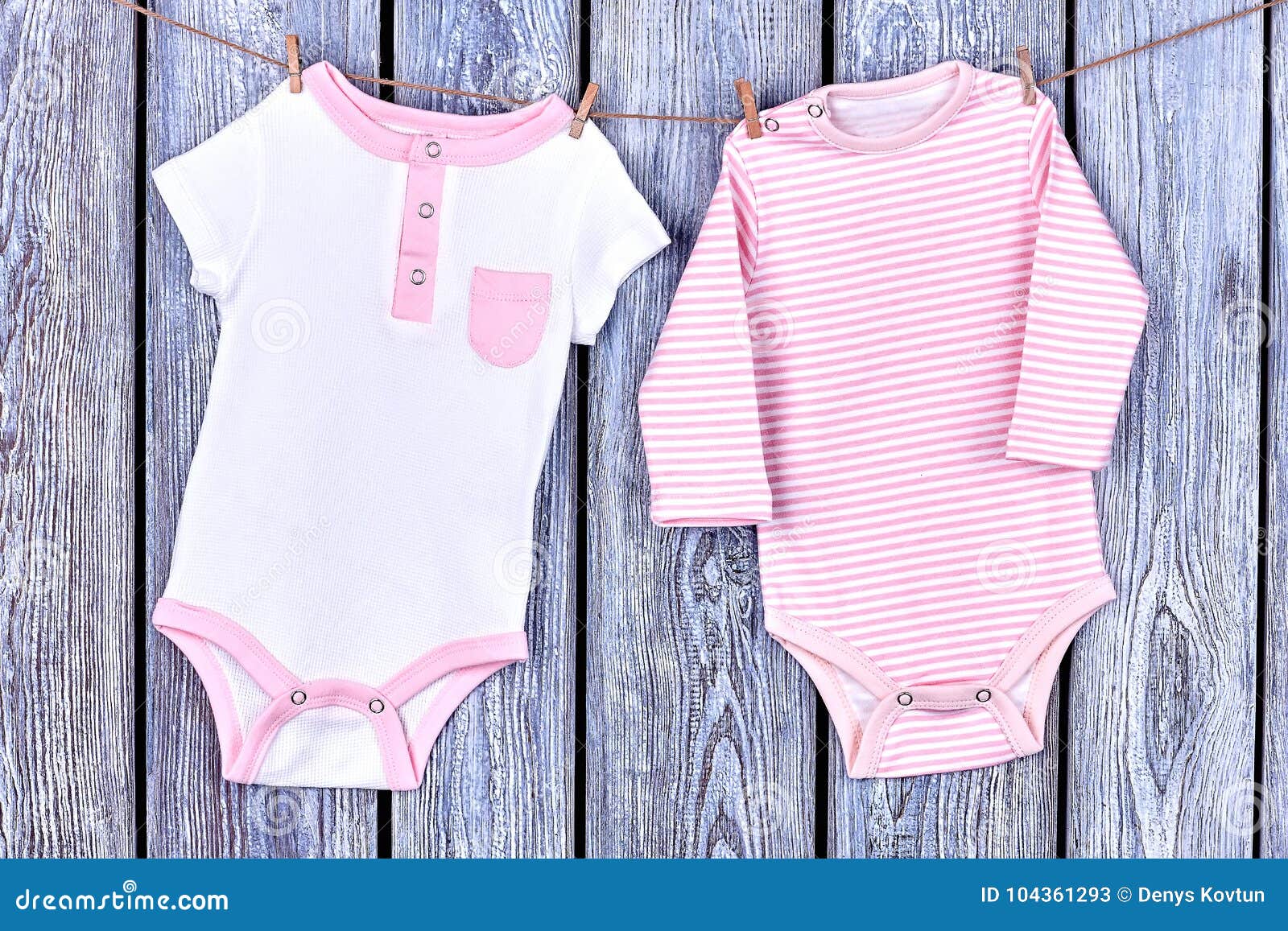 Infants Rompers Hanging on Rope. Stock Image - Image of apparel, little ...