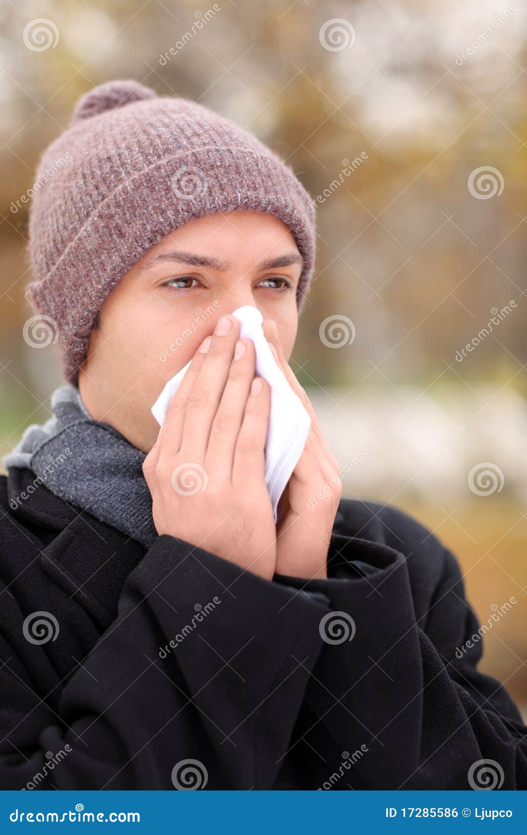 Infected Man Blowing His Nose in Tissue Paper Stock Photo Image of