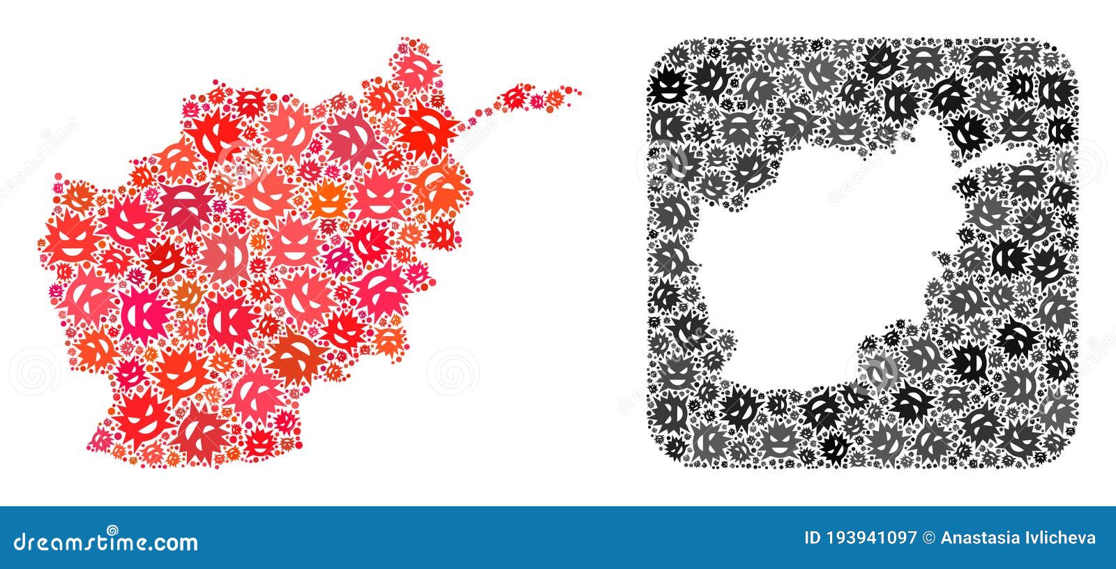 map of afghanistan - virus collage with hole