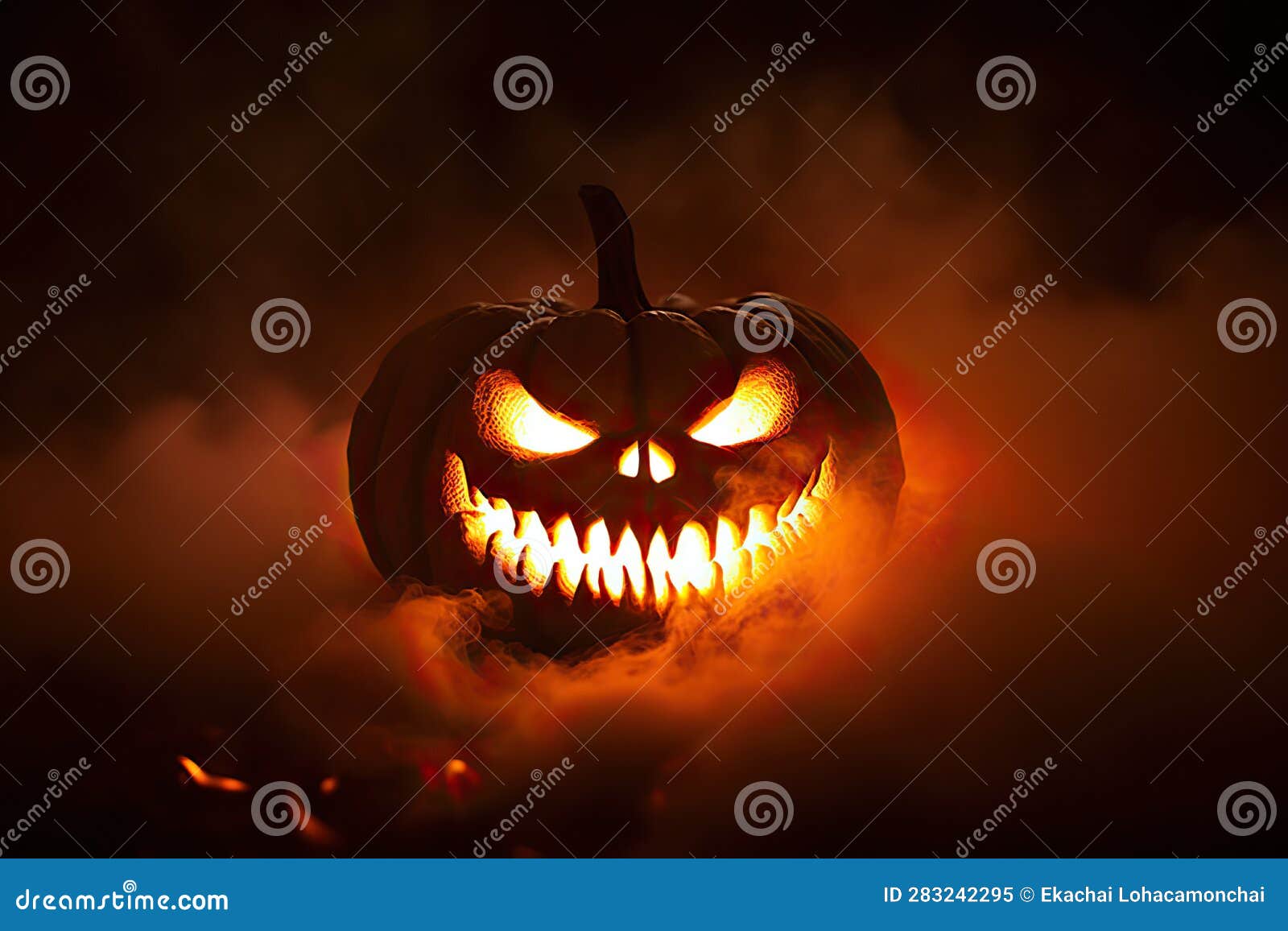 Infernal Glow Scary Halloween Jack O Lantern Face Glowing In Smoke And Infernal Glow Scary Halloween Jack O Lantern Face Glowing In Smoke And