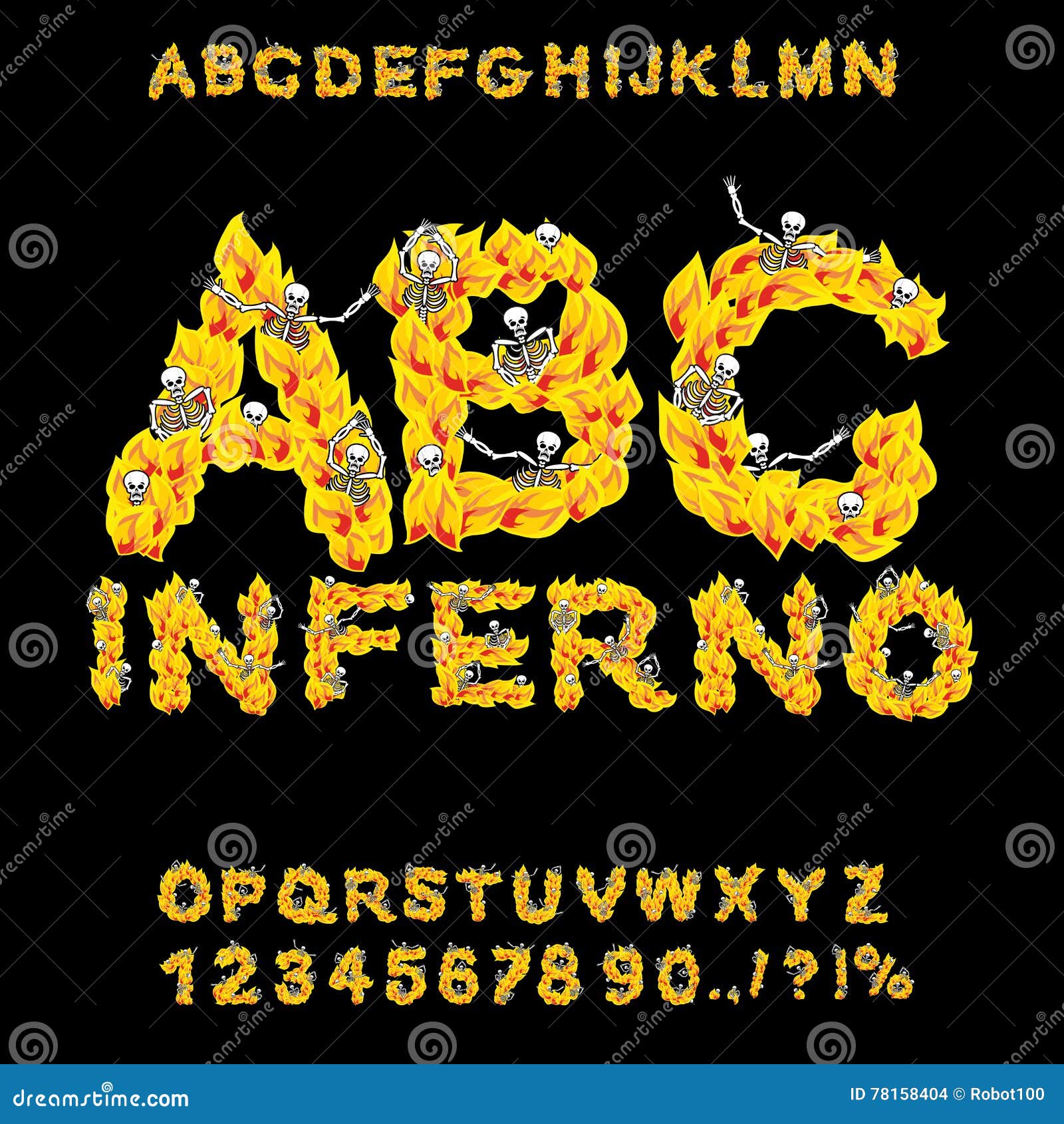 inferno abc. hell font. fire letters. sinners in hellfire. hellish alphabet. scrape down flame for sins. torture skeletons